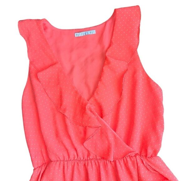 Potter's Pot Women's Coral Ruffle Dot Dress - Size Medium - Picture 4 of 6